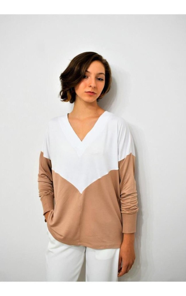 Pasaklı Giyim Kadın V Yaka Bluz 3167200 Bej Beyaz