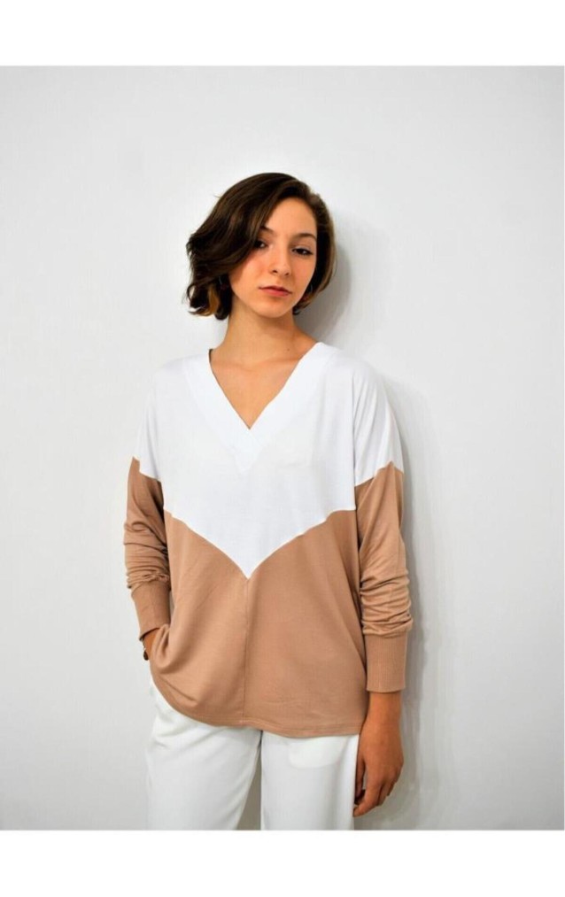 Pasaklı Giyim Kadın V Yaka Bluz 3167200 Bej Beyaz