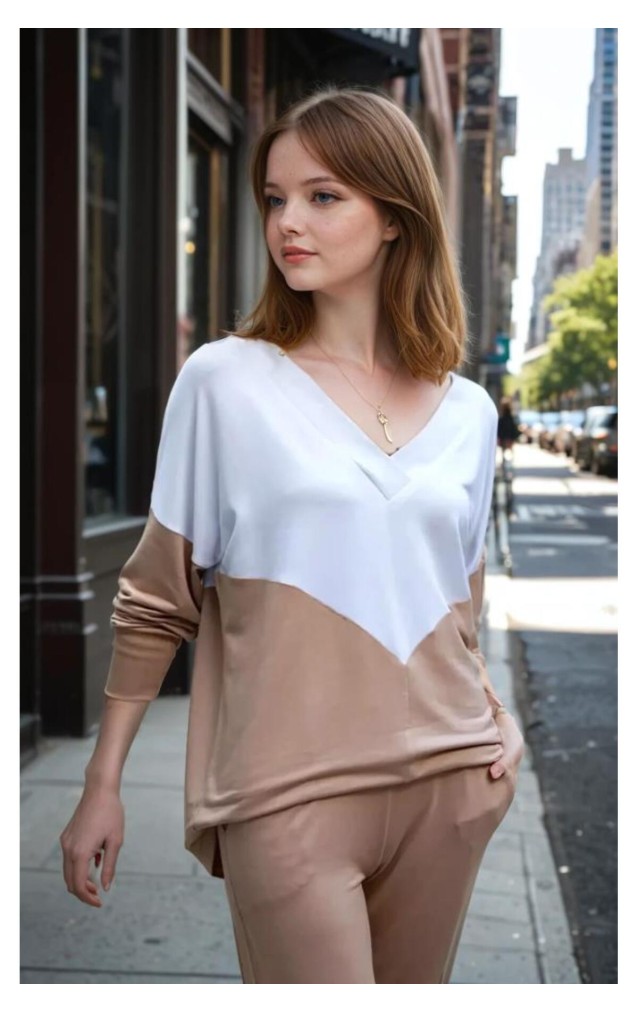 Pasaklı Giyim Kadın V Yaka Bluz 3167200 Bej Beyaz