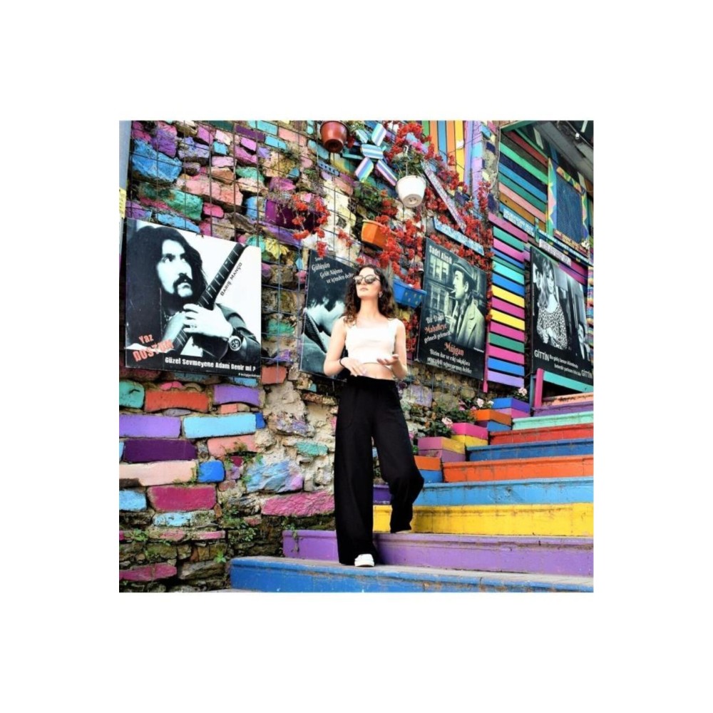 Pasaklı Giyim Pasaklı Giyim Kadın Keten Dokulu Pantolon Siyah - Premium Kadın Giyim