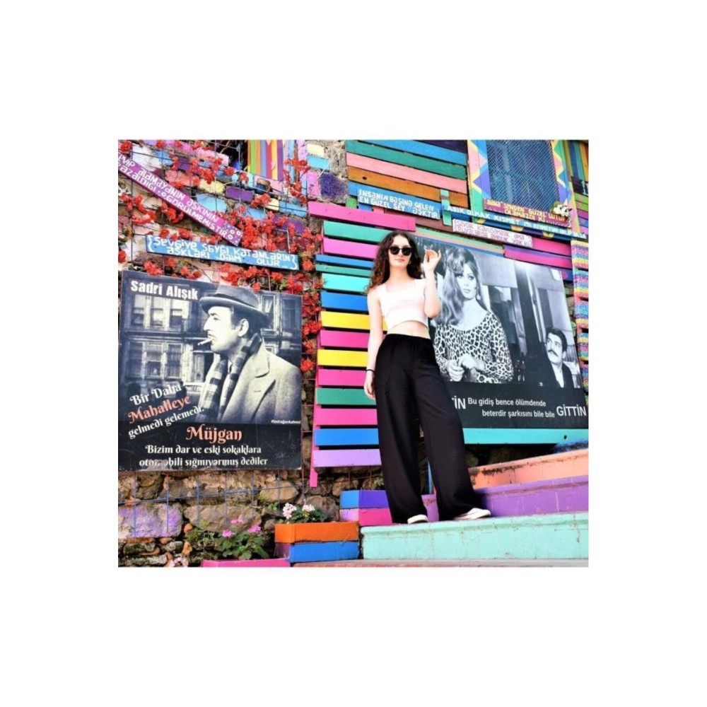 Pasaklı Giyim Pasaklı Giyim Kadın Keten Dokulu Pantolon Siyah - Premium Kadın Giyim