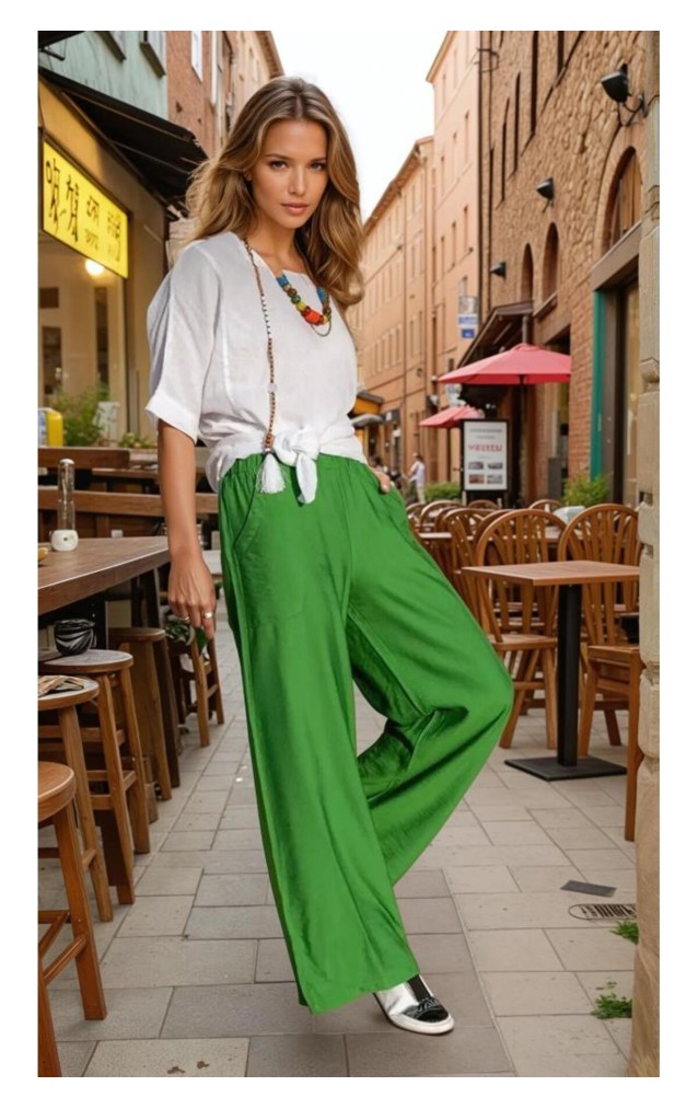 Pasaklı Giyim Kadın Keten Dokulu Pantolon 2933330 Çağla Yeşil
