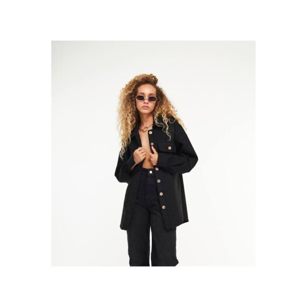 Pasaklı Giyim Pasaklı Giyim Kadın Kaşe Yün Oduncu Gömlek Siyah - Premium Kadın Giyim