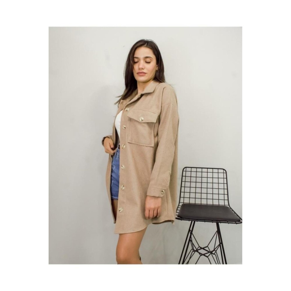 Pasaklı Giyim Pasaklı Giyim Kadın Kaşe Yün Oduncu Gömlek Bej - Premium Kadın Giyim