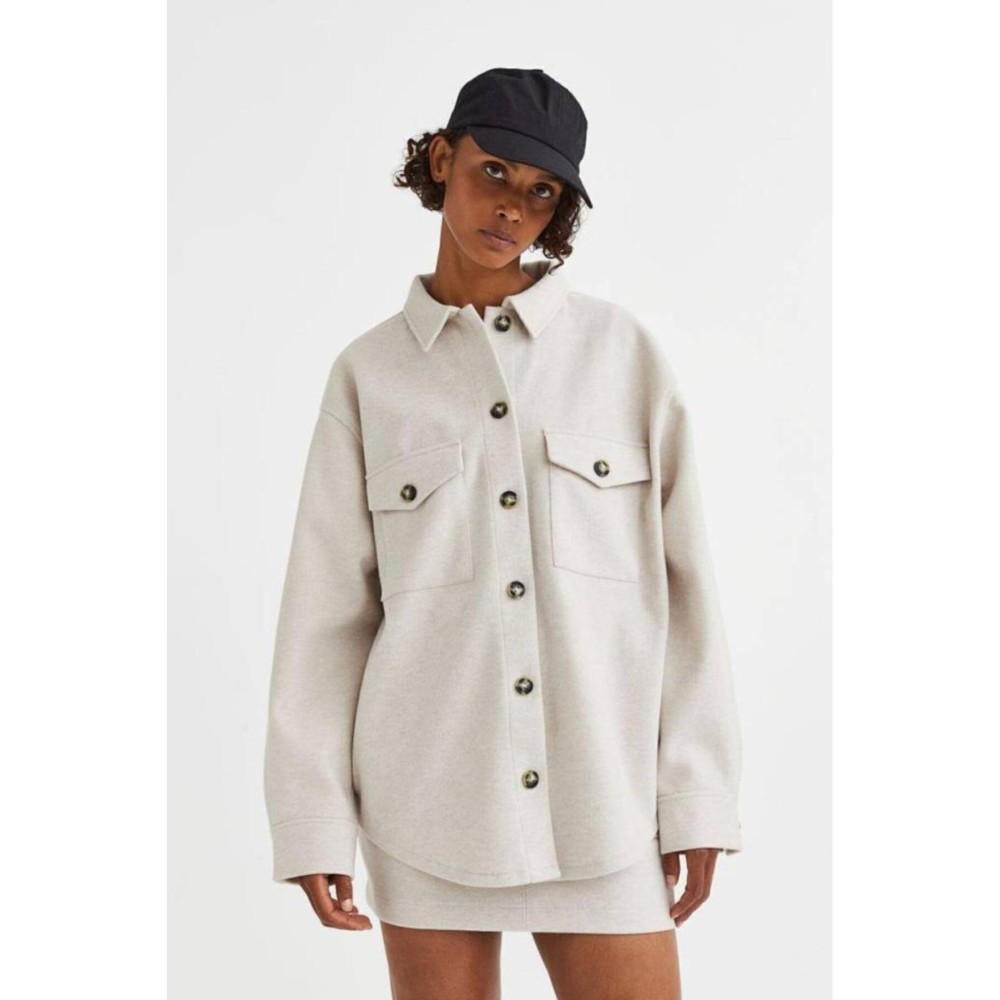 Pasaklı Giyim Pasaklı Giyim Kadın Kaşe Yün Oduncu Gömlek Ekru - Premium Kadın Giyim