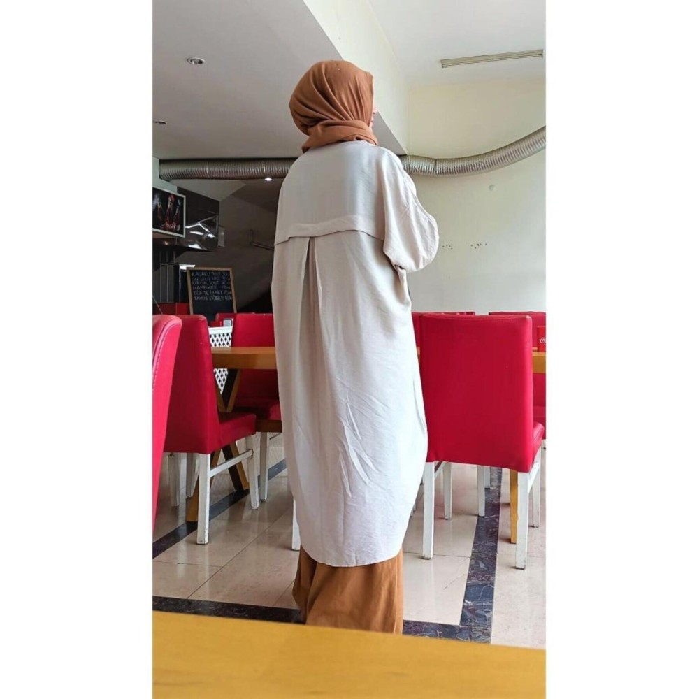 Pasaklı Giyim Pasaklı Giyim Kadın Oversize Yarasa Kol Tesettüre Uygun Gömlek Elbise-Tesettür Tunik Taş - Premium Kadın Giyim