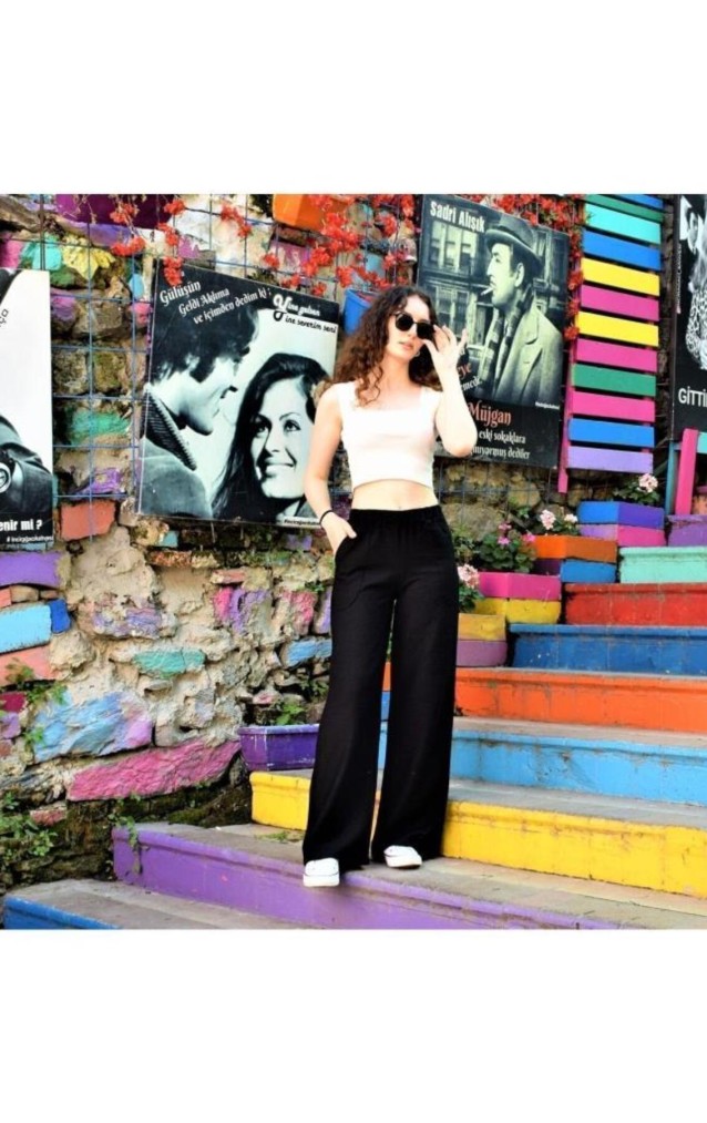 Pasaklı Giyim Kadın Keten Dokulu Pantolon 2933330 Siyah