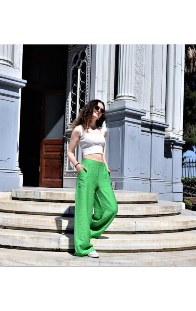 Pasaklı Giyim Kadın Keten Dokulu Pantolon 2933330 Çağla Yeşil