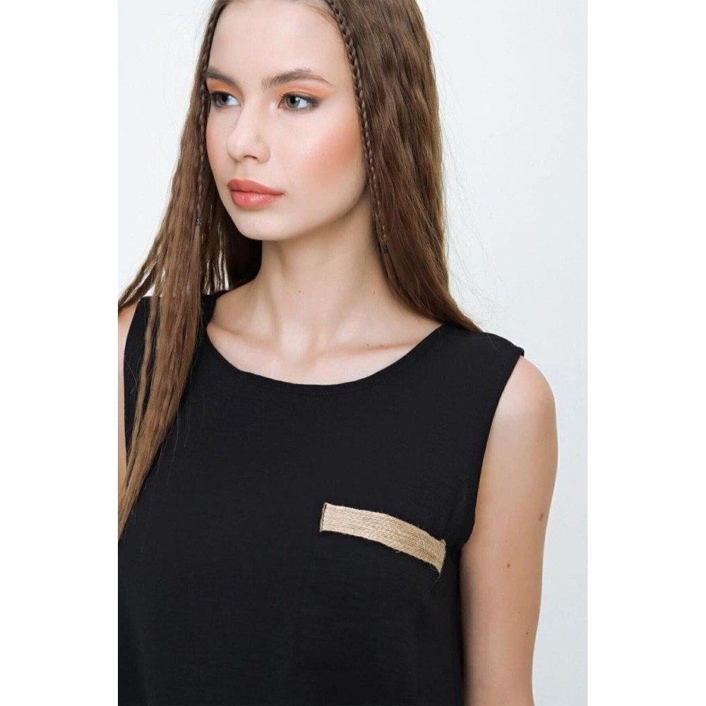 Pasaklı Giyim Pasaklı Giyim Kadın Hasır Detaylı Elbise Siyah - Premium Kadın Giyim