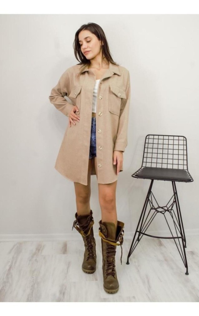 Pasaklı Giyim Kadın Kaşe Yün Oduncu Gömlek 3270250 Bej