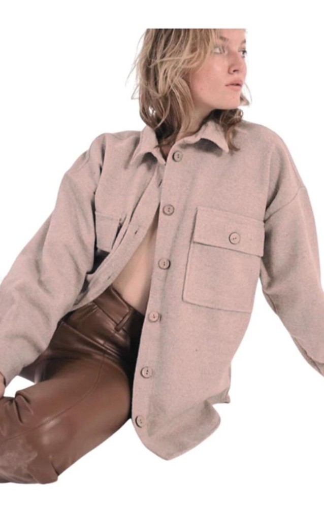Pasaklı Giyim Kadın Kaşe Yün Oduncu Gömlek 3270250 Pudra