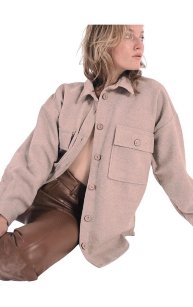 Pasaklı Giyim Kadın Kaşe Yün Oduncu Gömlek 3270250 Pudra