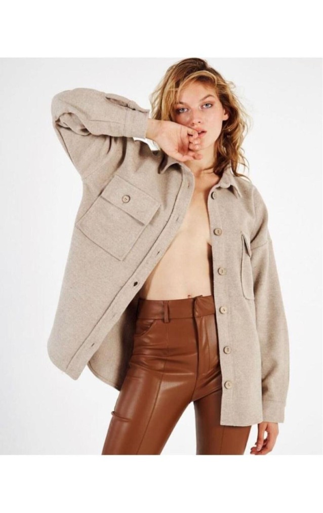 Pasaklı Giyim Kadın Kaşe Yün Oduncu Gömlek 3270250 Taş