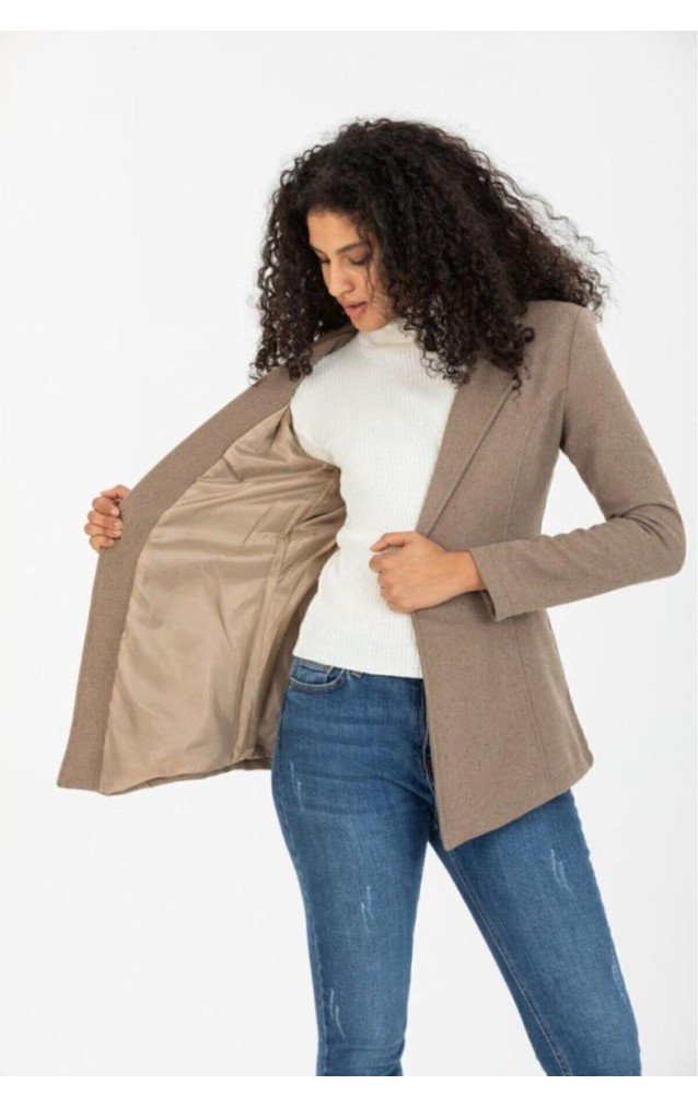 Pasaklı Giyim Kadın Astarlı Kaşe Blazer Ceket 3449451 Vizon