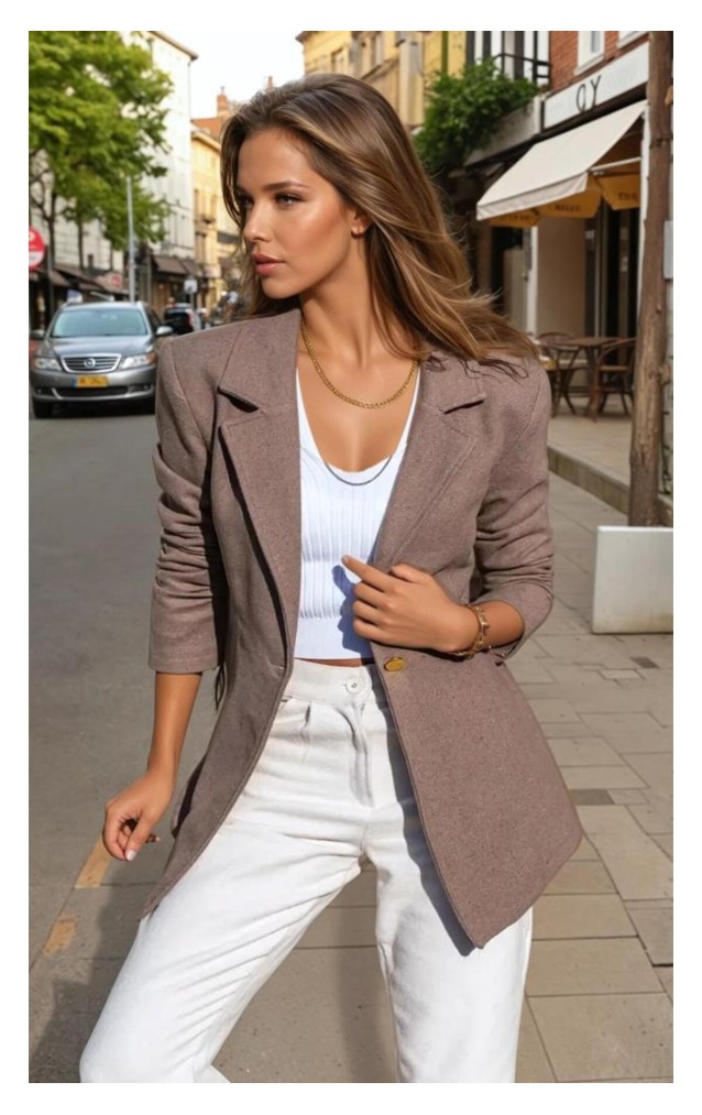 Pasaklı Giyim Kadın Astarlı Kaşe Blazer Ceket 3449451 Vizon