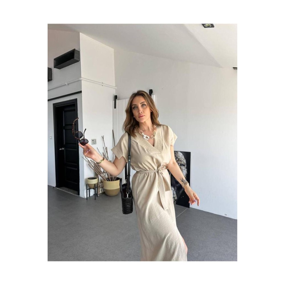 Pasaklı Giyim Pasaklı Giyim Kadın Yırtmaçlı Elbise Taş - Premium Kadın Giyim