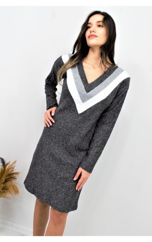 Pasaklı Giyim Kadın Garnili Yumoş Triko Elbise 2994240 Antrasit