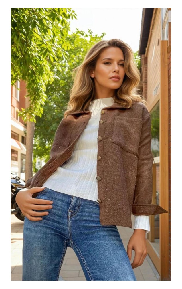 Pasaklı Giyim Kadın Yün Gömlek 3275253  Kahverengi