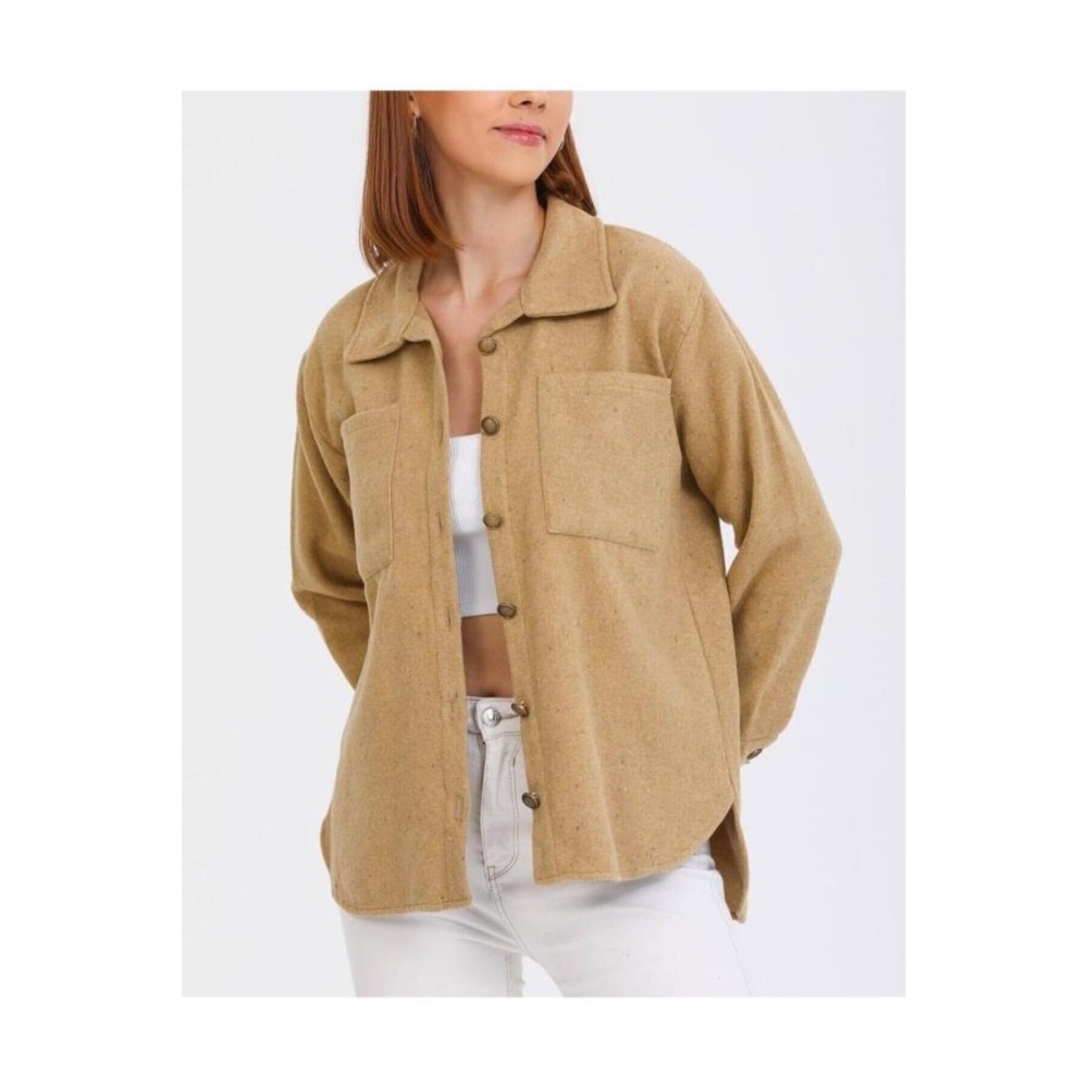 Pasaklı Giyim Pasaklı Giyim Kadın Yün Gömlek Vizon - Premium Kadın Giyim