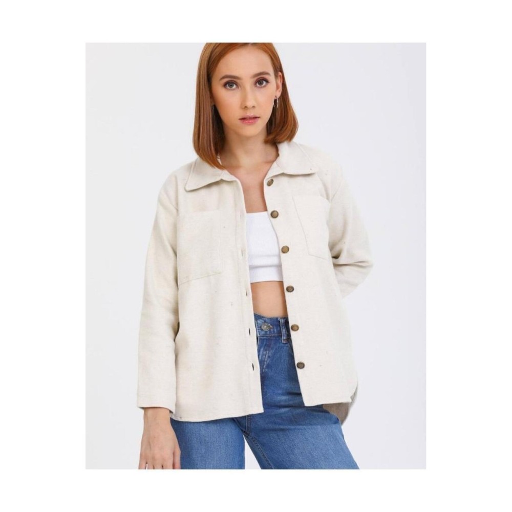 Pasaklı Giyim Pasaklı Giyim Kadın Yün Gömlek Ekru - Premium Kadın Giyim