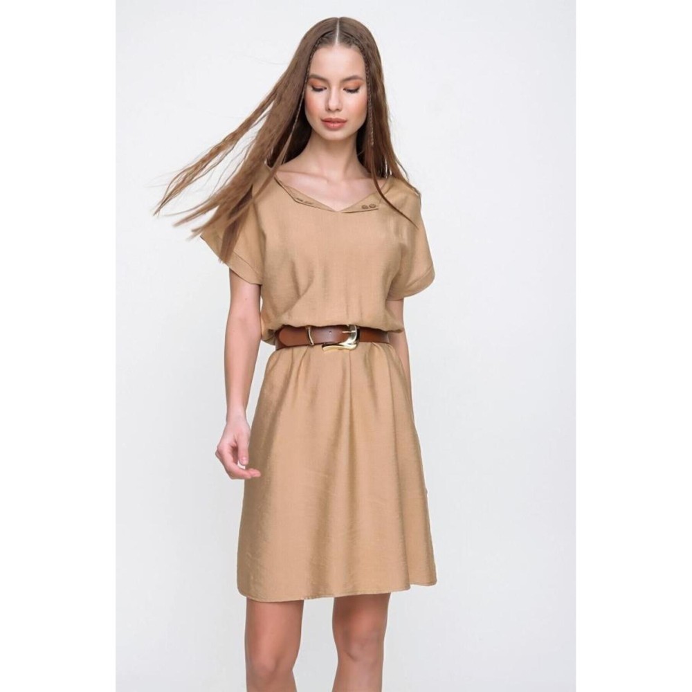 Pasaklı Giyim Pasaklı Giyim Kadın Elbise Bej - Premium Kadın Giyim