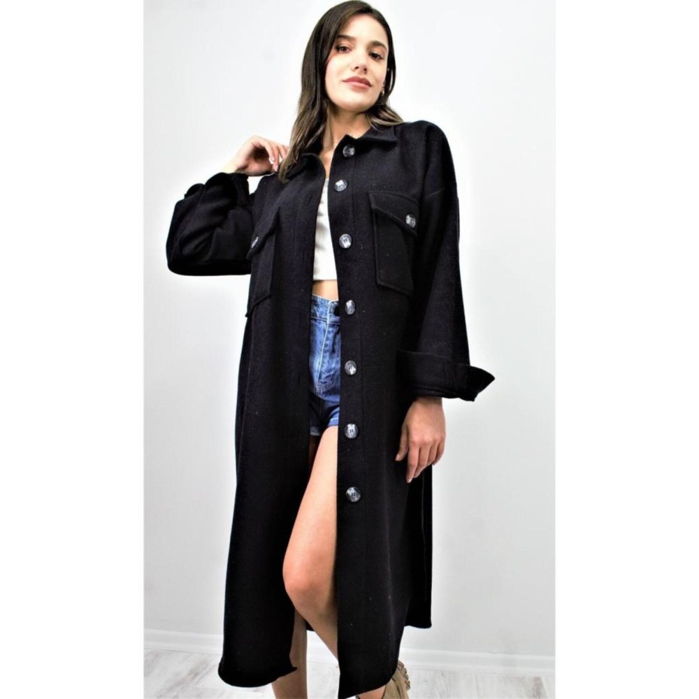 Pasaklı Giyim Pasaklı Giyim Kaşe Uzun Oduncu Tunik Elbise Siyah - Premium Kadın Giyim