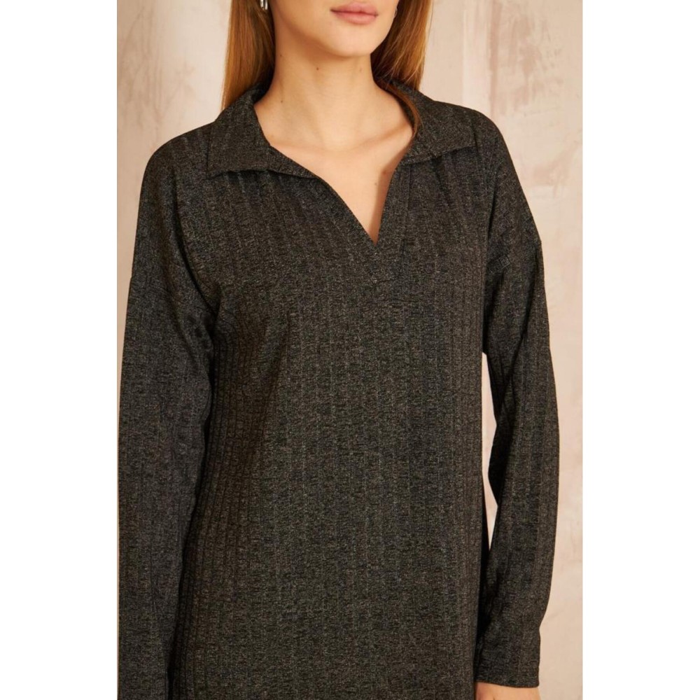 Pasaklı Giyim Pasaklı Giyim Polo Yaka Triko Elbise Bakır - Premium Kadın Giyim