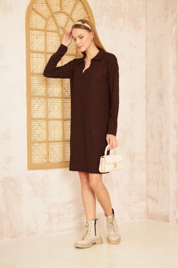 Pasaklı Giyim Polo Yaka Triko Elbise 2988176 Bordo