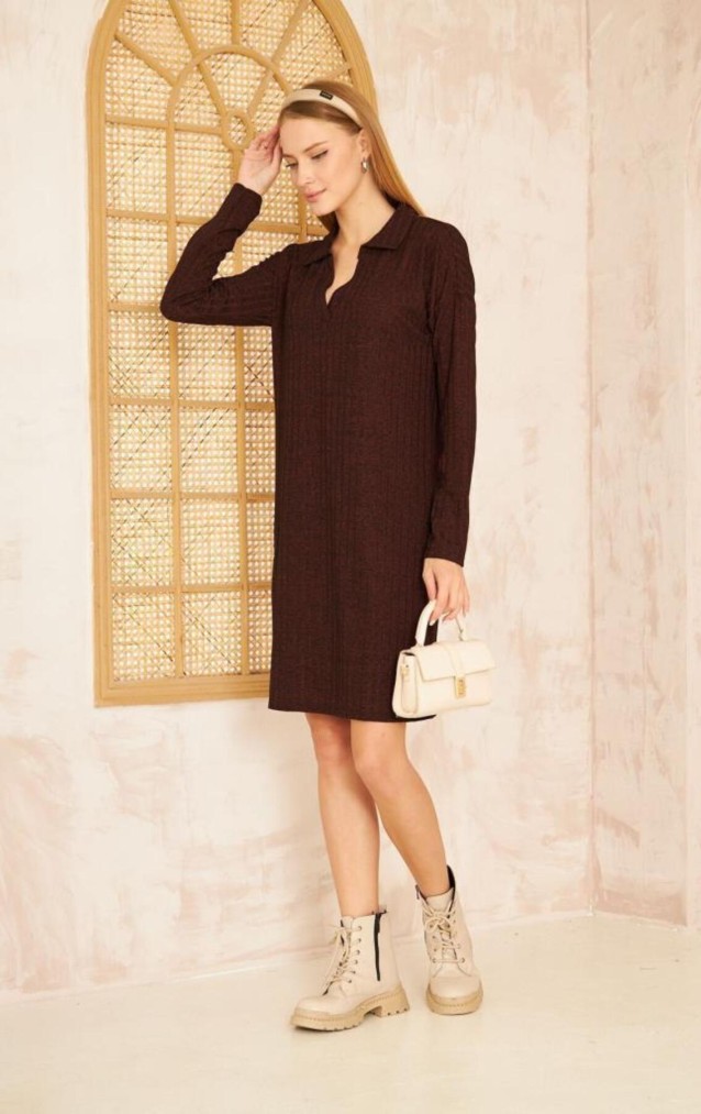 Pasaklı Giyim Polo Yaka Triko Elbise 2988176 Bordo