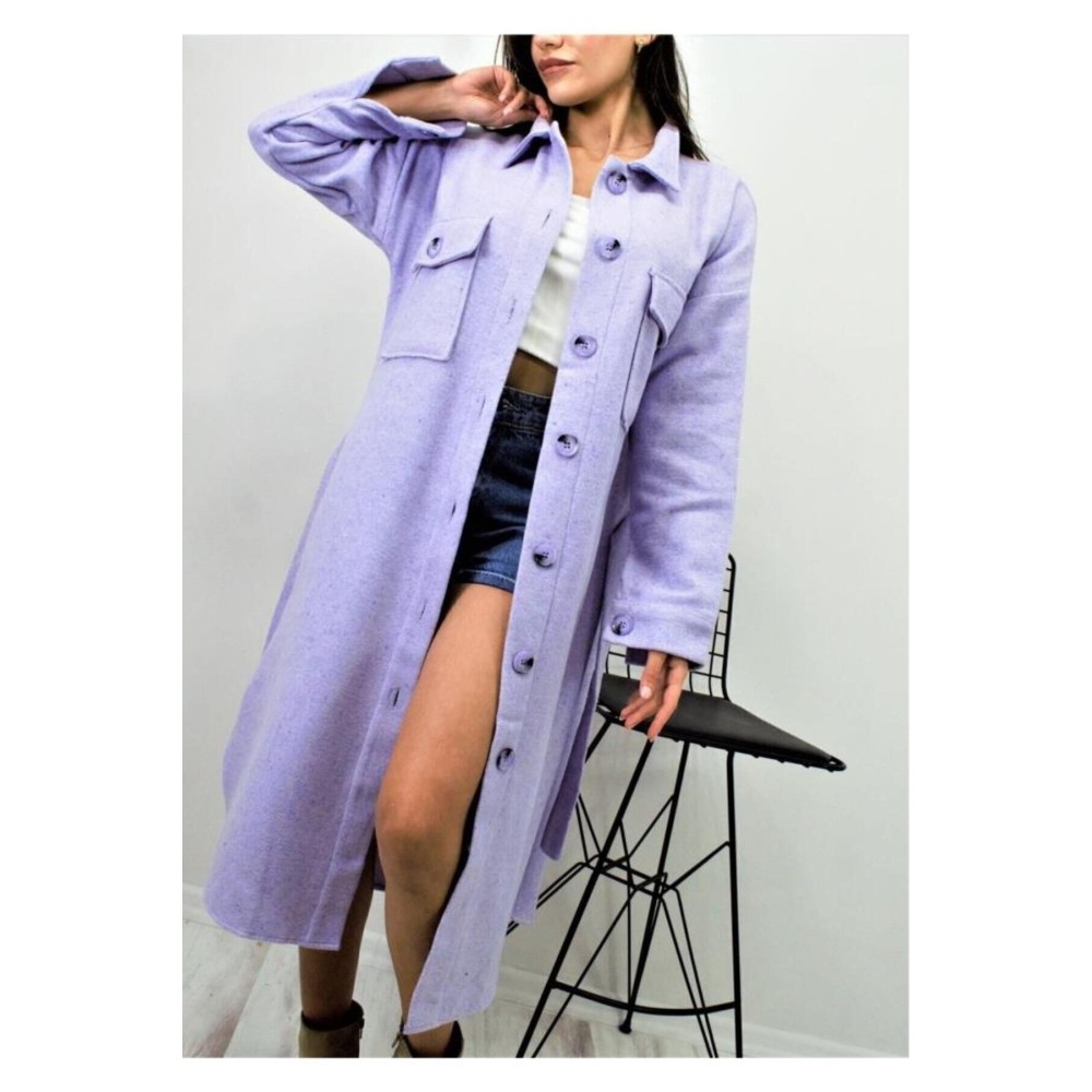 Pasaklı Giyim Pasaklı Giyim Kaşe Uzun Oduncu Tunik Elbise Lila - Premium Kadın Giyim