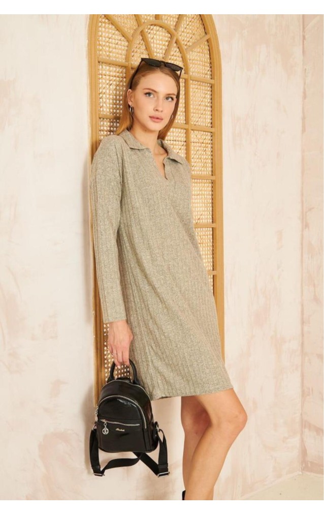 Pasaklı Giyim Polo Yaka Triko Elbise 2988176 Bej