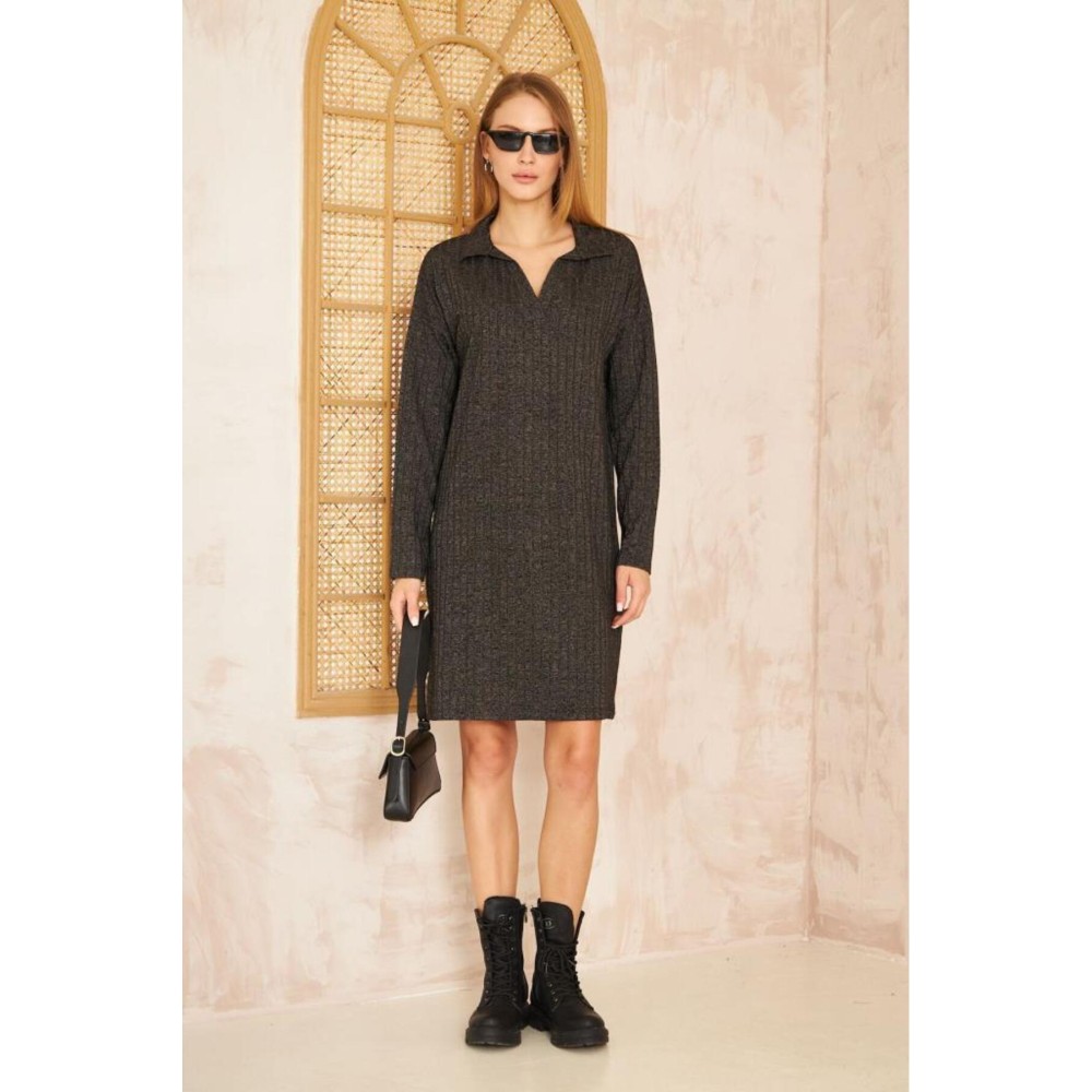 Pasaklı Giyim Pasaklı Giyim Polo Yaka Triko Elbise Bakır - Premium Kadın Giyim