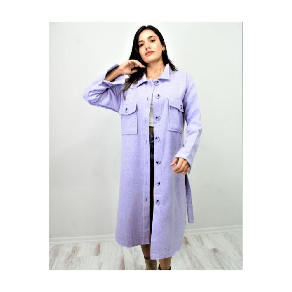 Pasaklı Giyim Pasaklı Giyim Kaşe Uzun Oduncu Tunik Elbise Lila - Premium Kadın Giyim