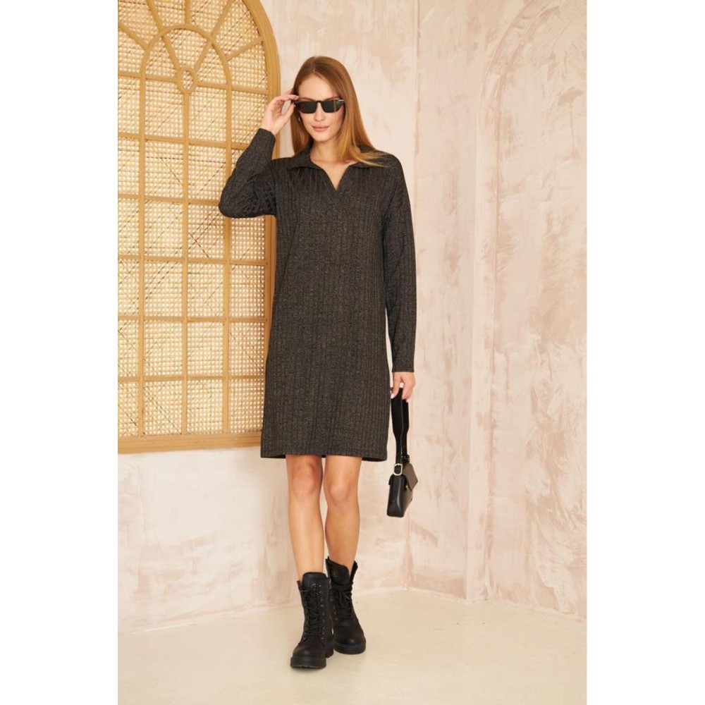 Pasaklı Giyim Pasaklı Giyim Polo Yaka Triko Elbise Bakır - Premium Kadın Giyim