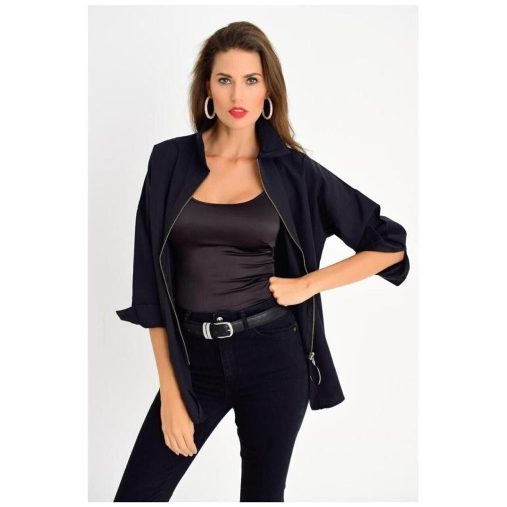 Pasaklı Giyim Pasaklı Giyim Kadın Fermuar Detaylı Uzun Kollu Gömlek Siyah - Premium Kadın Giyim