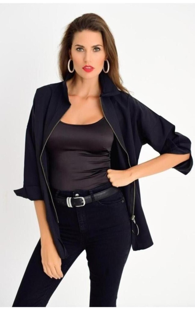 Pasaklı Giyim Kadın Fermuar Detaylı Uzun Kollu Gömlek Siyah 6108280