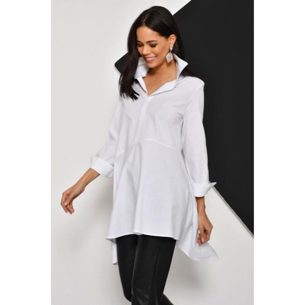 Pasaklı Giyim Pasaklı Giyim Kadın Asimetrik Tunik Gömlek-Tesettüre Uygun Beyaz - Premium Kadın Giyim