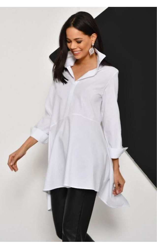 Pasaklı Giyim Kadın Asimetrik Tunik Gömlek-Tesettüre Uygun 4912264 Beyaz