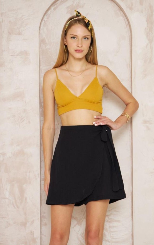 Pasaklı Giyim Kadın Müslin Pamuk Yandan Bağlamalı  Şort Etek 3636275 Siyah