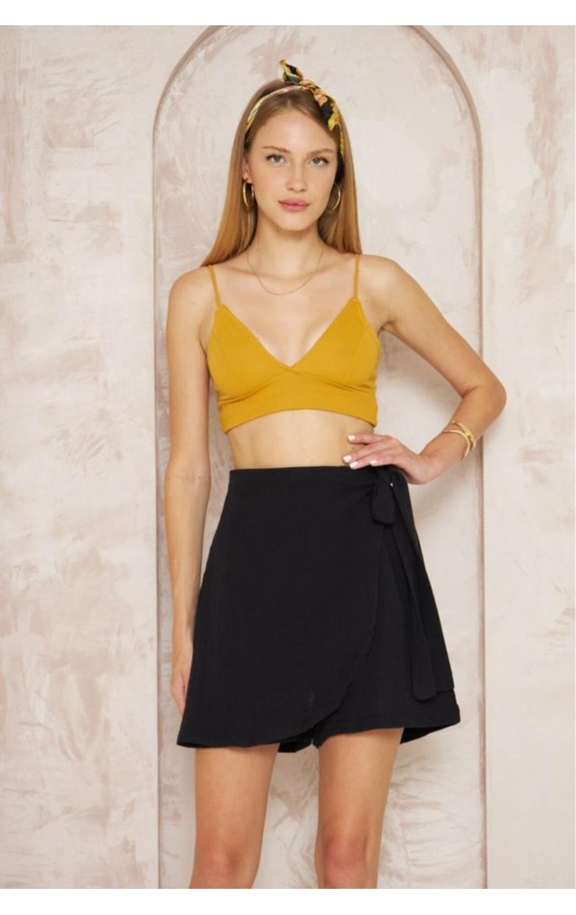 Pasaklı Giyim Kadın Müslin Pamuk Yandan Bağlamalı  Şort Etek 3636275 Siyah