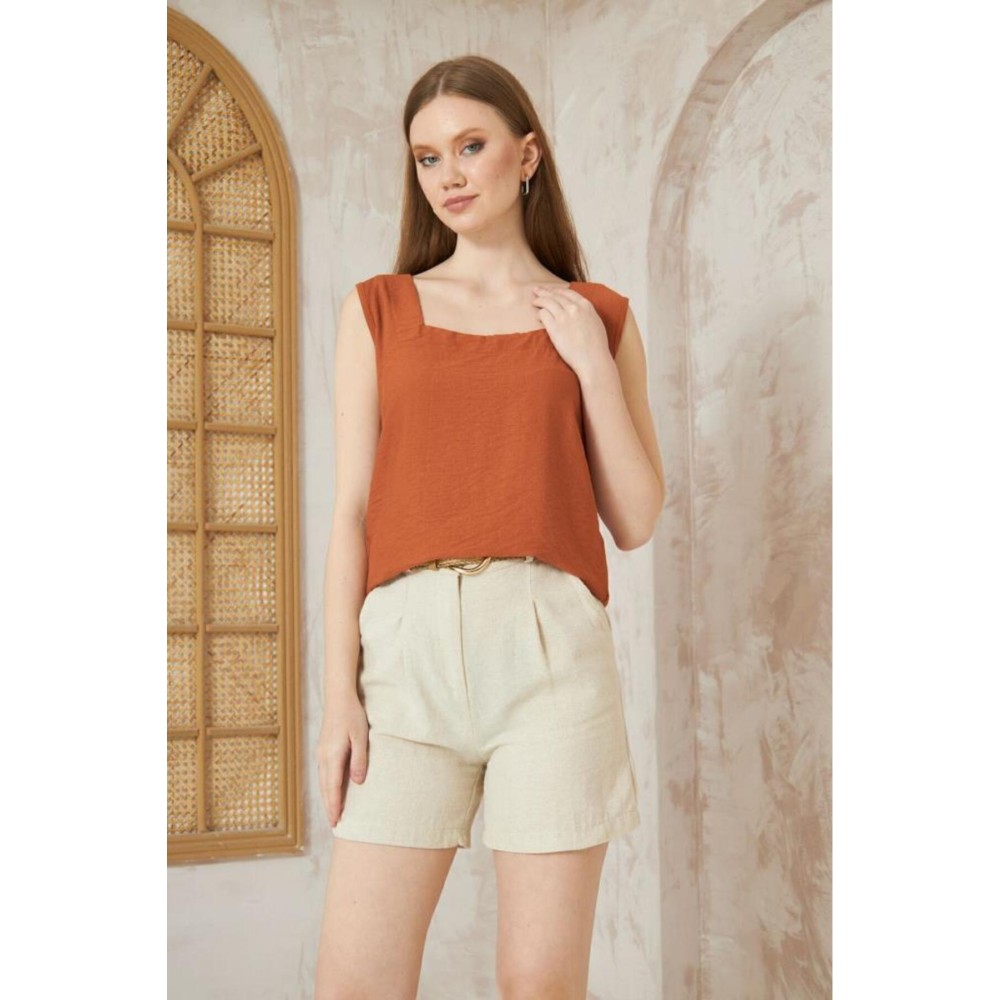 Pasaklı Giyim Pasaklı Giyim Kadın Kalın Askılı Bluz Kiremit - Premium Kadın Giyim