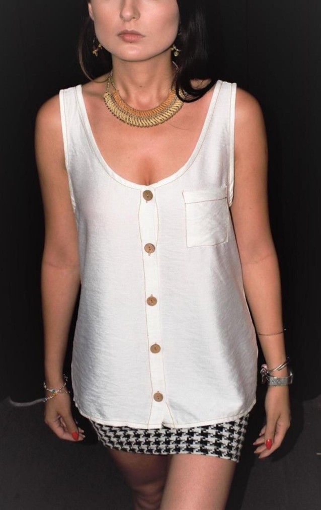 Pasaklı Giyim Kadın Düğmeli Askılı Bluz 2910290 Ekru