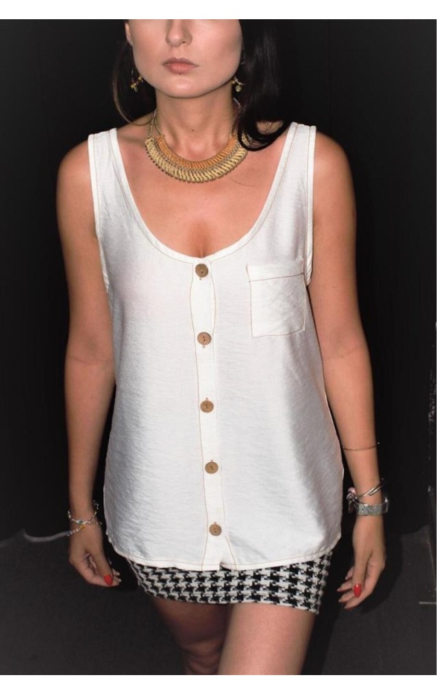 Pasaklı Giyim Kadın Düğmeli Askılı Bluz 2910290 Ekru