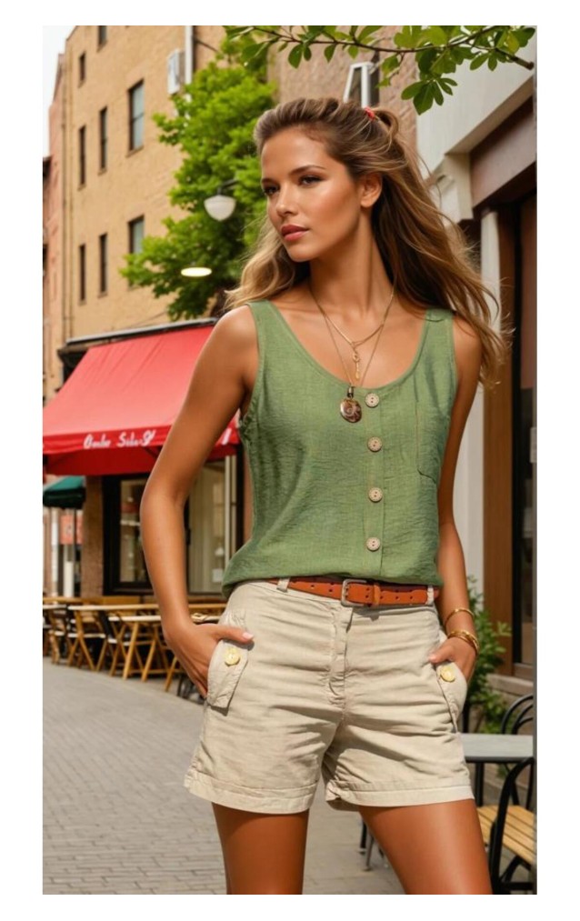 Pasaklı Giyim Kadın Düğmeli Askılı Bluz 2910290 Haki