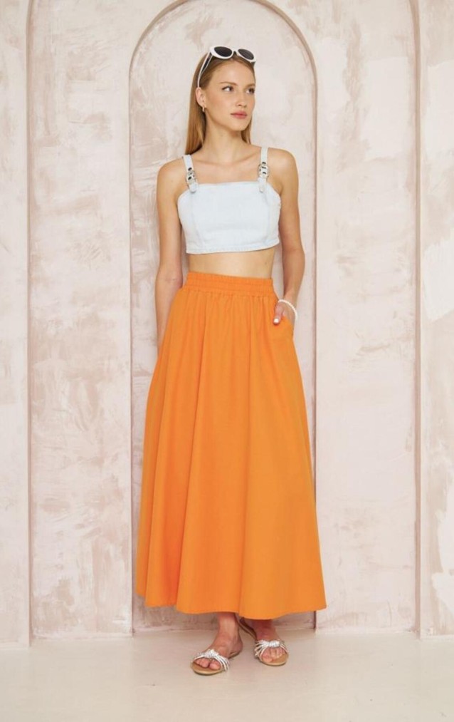 Pasaklı Giyim Kadın Poplin Etek 3623250 Turuncu