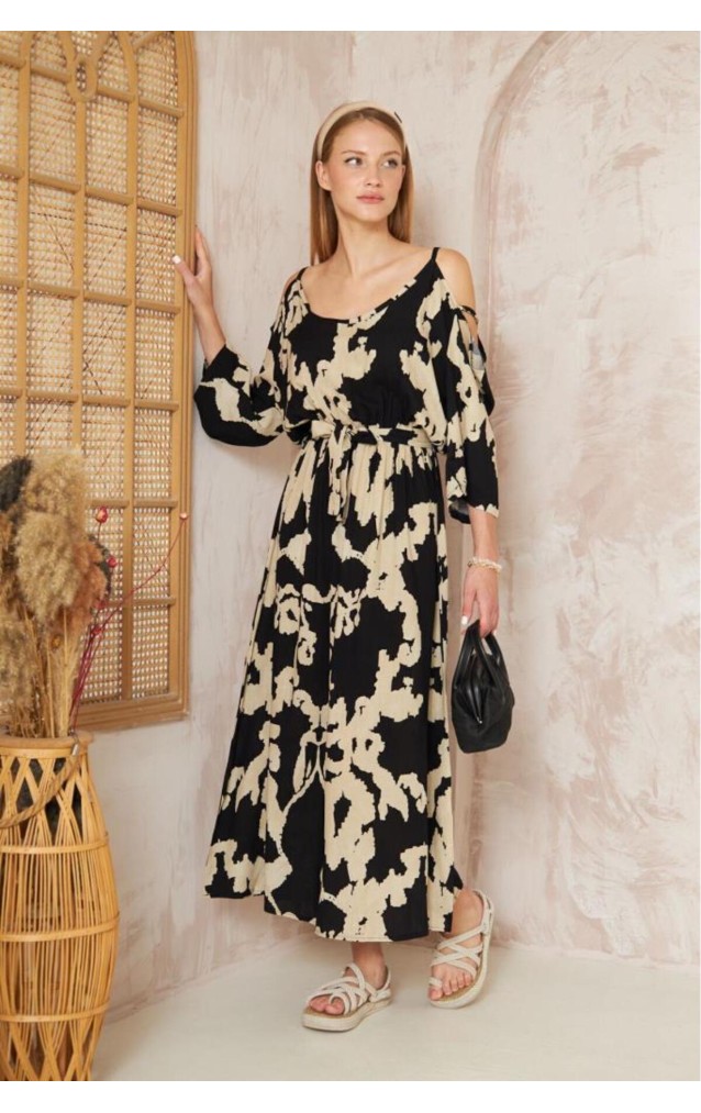 Pasaklı Giyim Kadın Omuz Dekolte Elbise 3628 Siyah