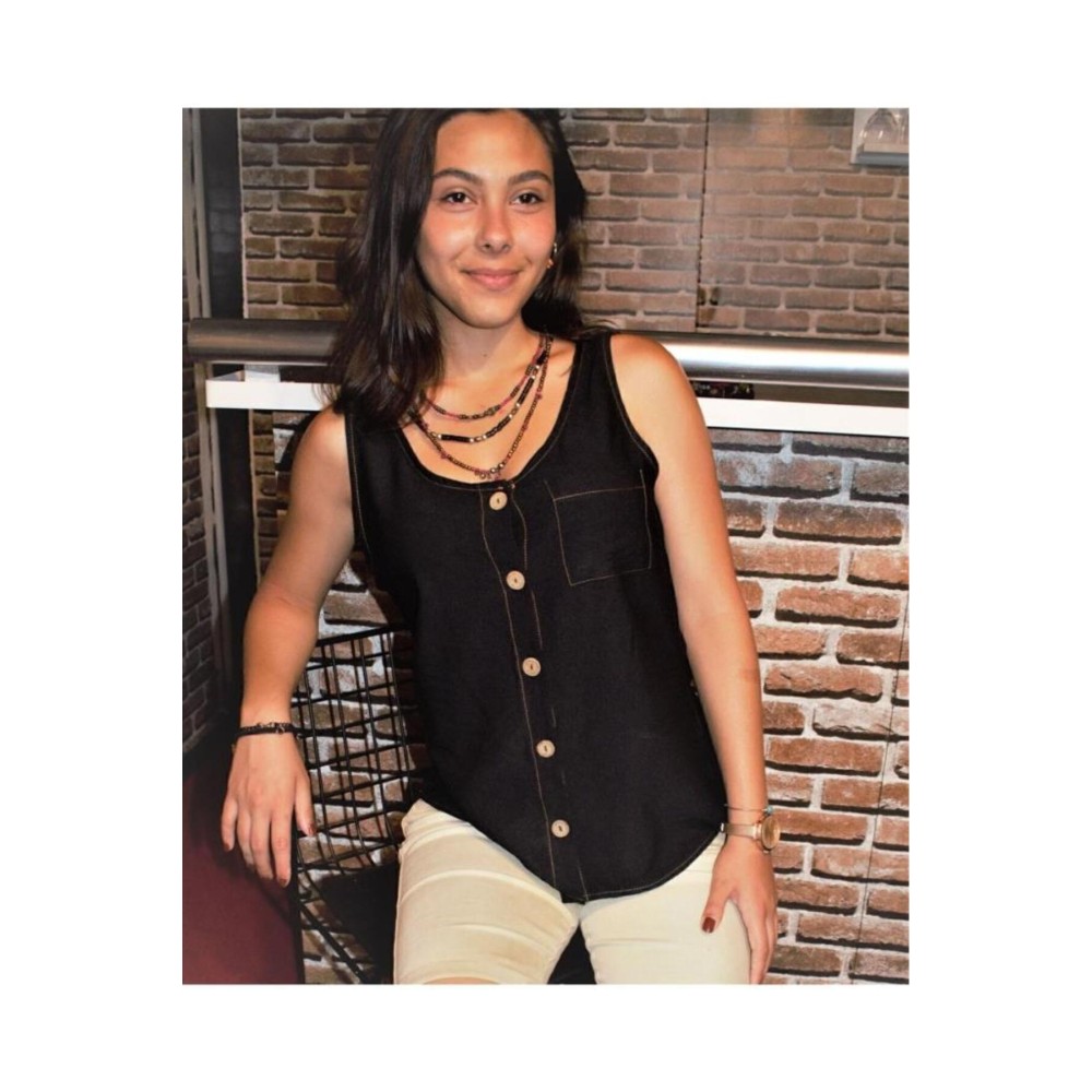 Pasaklı Giyim Pasaklı Giyim Kadın Düğmeli Askılı Bluz Siyah - Premium Kadın Giyim