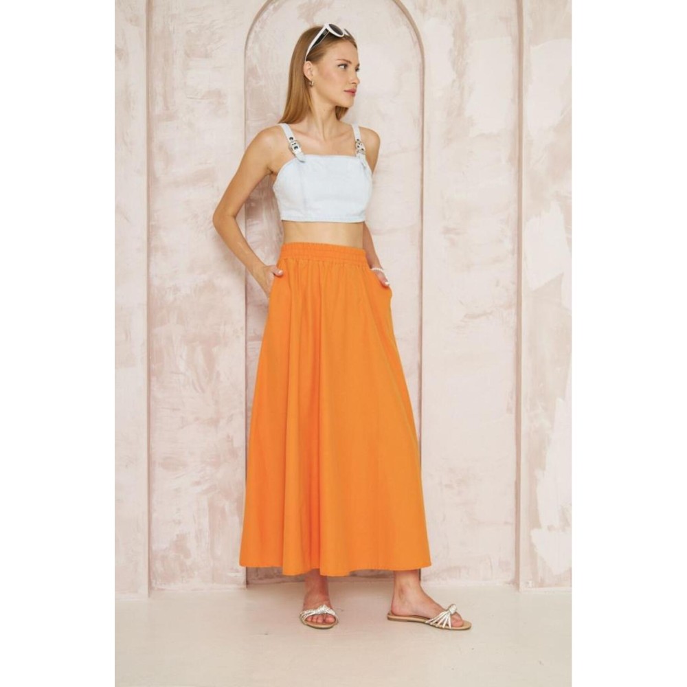 Pasaklı Giyim Pasaklı Giyim Kadın Poplin Etek Turuncu - Premium Kadın Giyim
