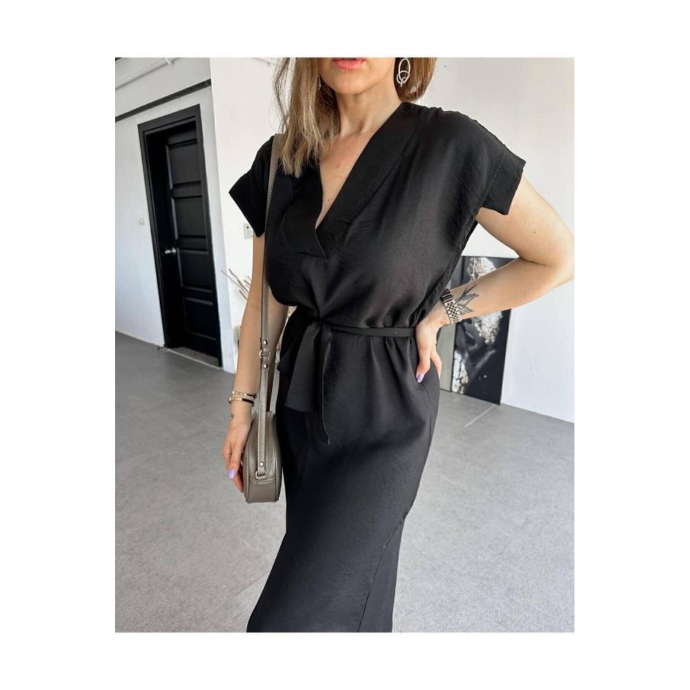 Pasaklı Giyim Pasaklı Giyim Kadın Yırtmaçlı Elbise Siyah - Premium Kadın Giyim