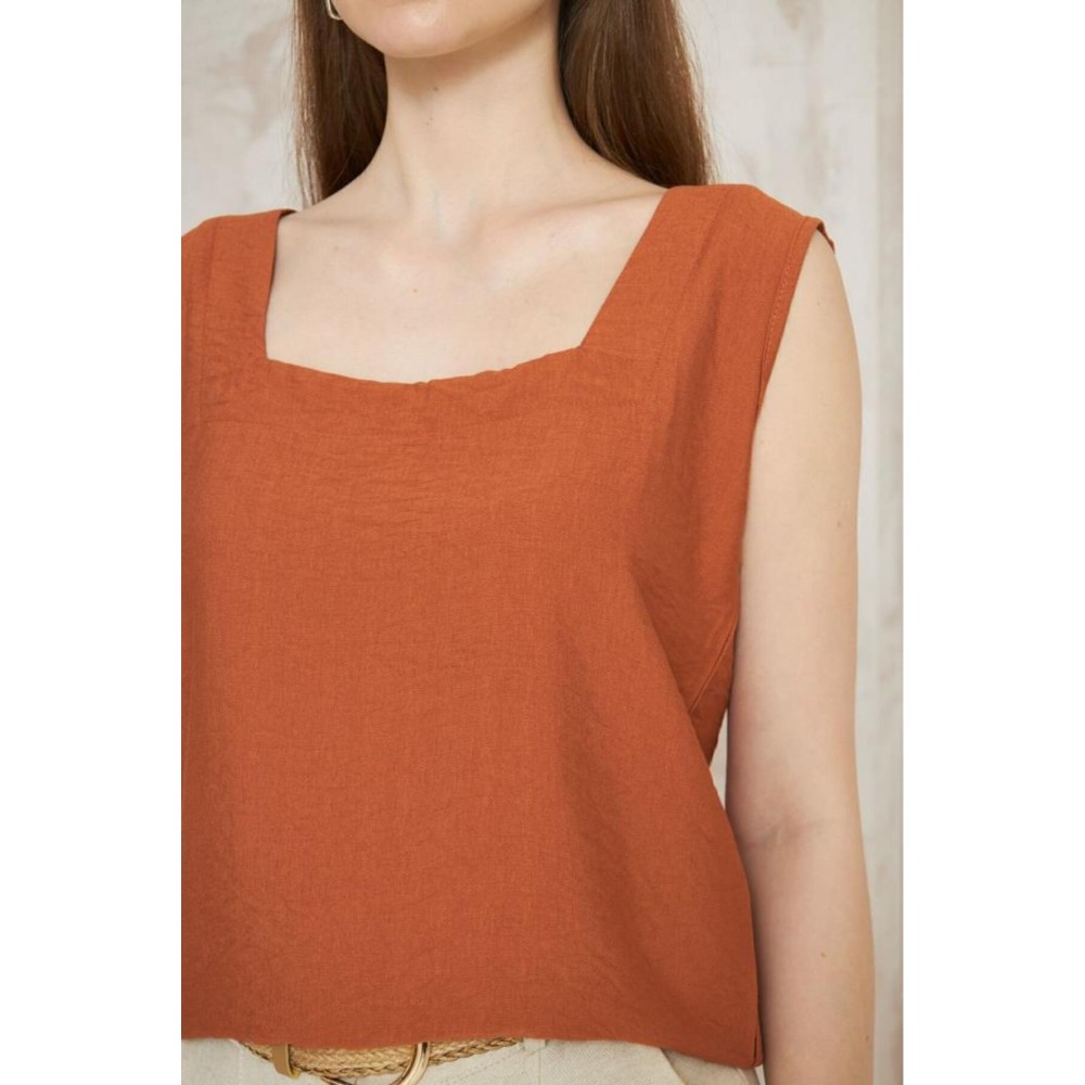 Pasaklı Giyim Pasaklı Giyim Kadın Kalın Askılı Bluz Kiremit - Premium Kadın Giyim